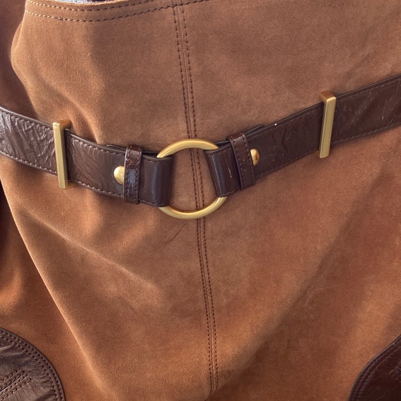 a.n.a Large Tan and Brown Suede Leather Shoulder Bag - Picture 4 of 10